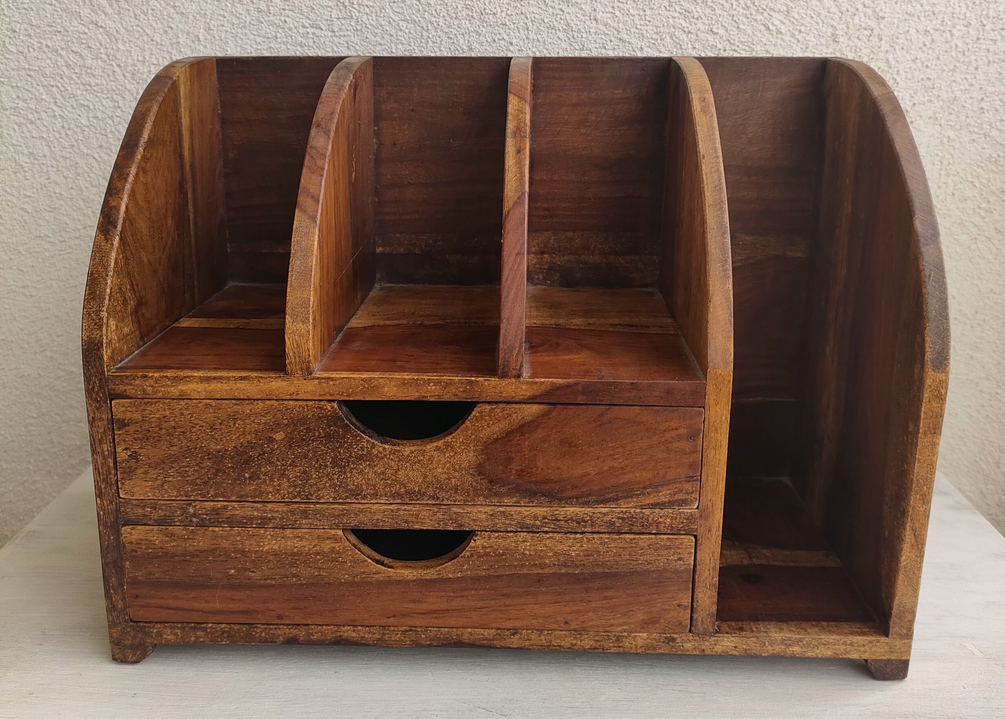 Mango wood office organizer