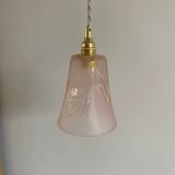 Lampe baladeuse avec tulipe rose en verre