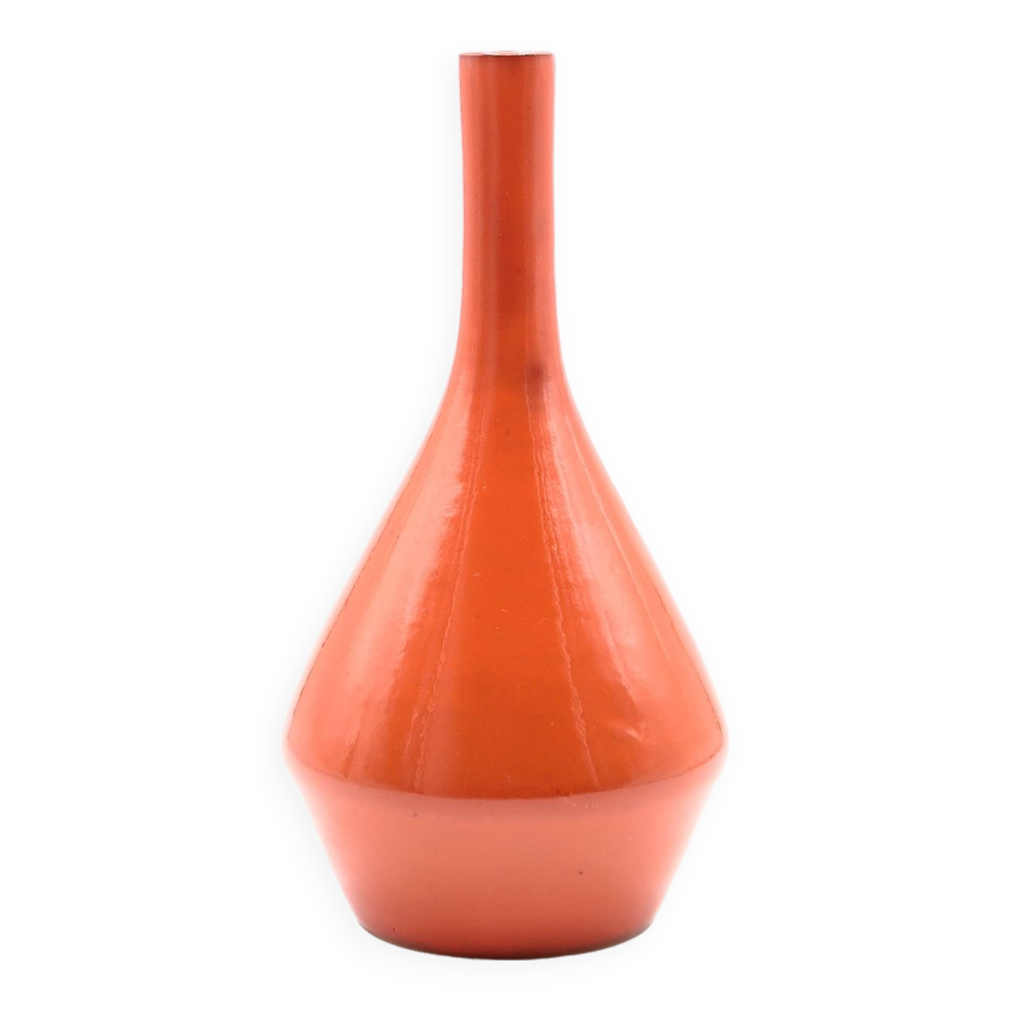 Orange ceramic vase by Charles Voltz, Vallauris 1960s