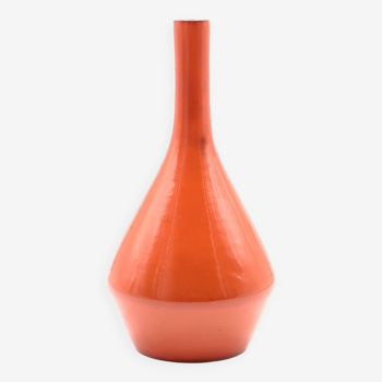 Orange ceramic vase by Charles Voltz, Vallauris 1960s