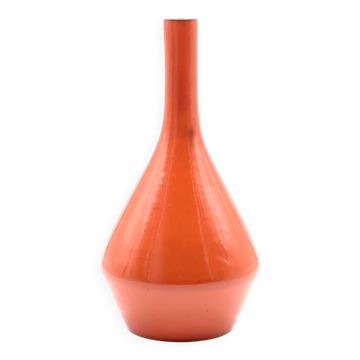 Vase orange en céramique de Charles Voltz, Vallauris années 60