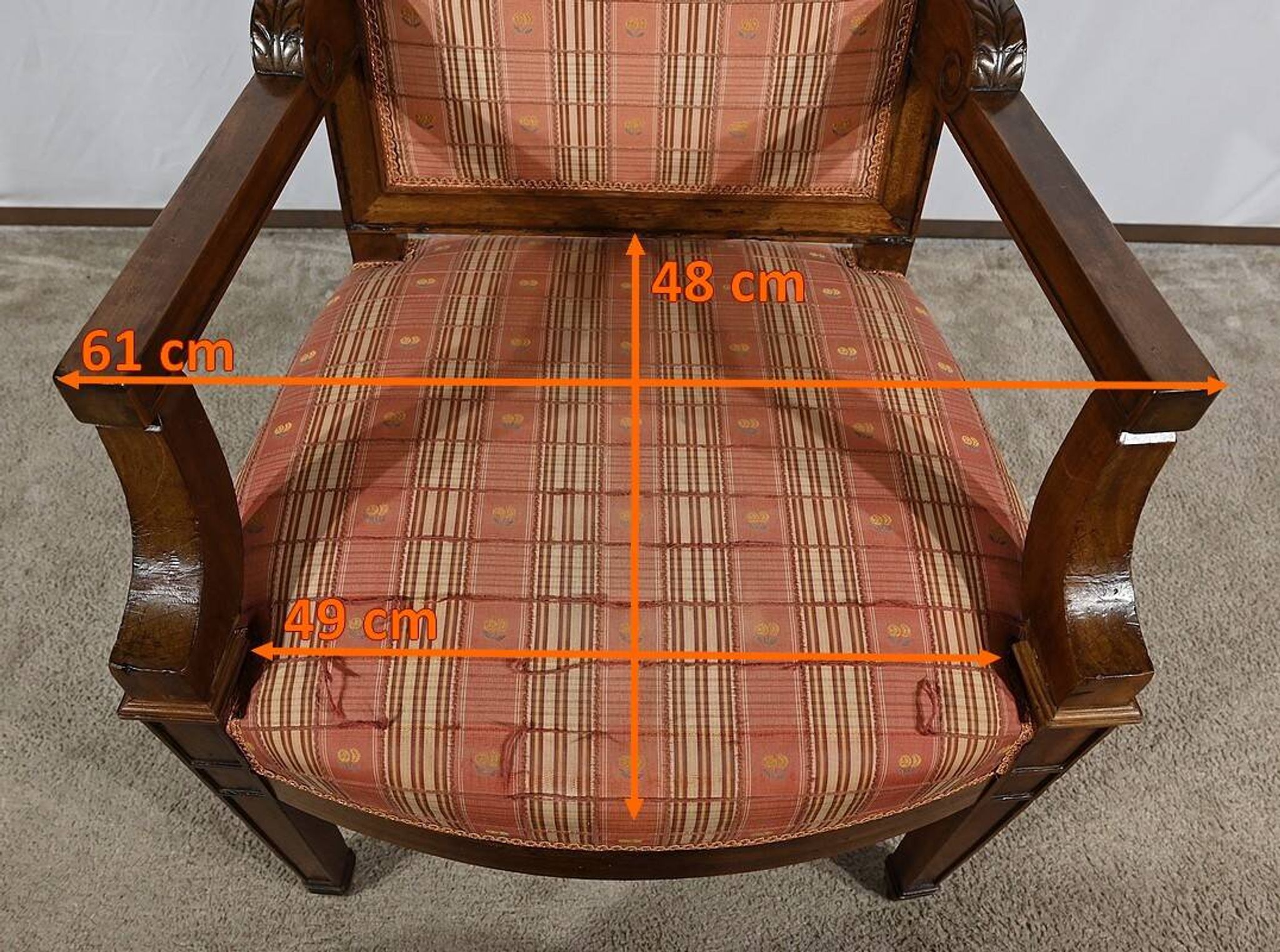 Fauteuil en Acajou Massif, époque Directoire – Début XIXe