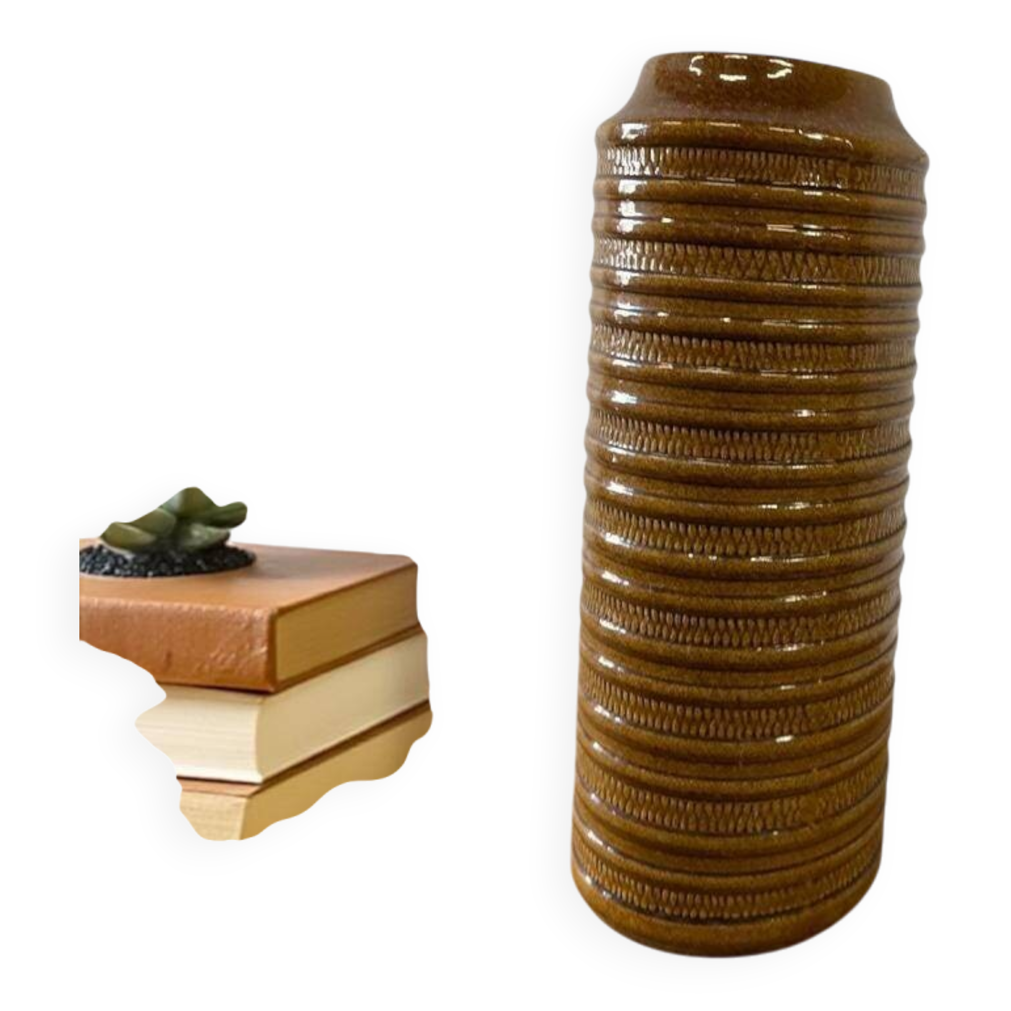Vintage yellow-brown West Germany Carstens tall vase