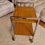 Formica, wood and chrome rolling trolley, 1970s