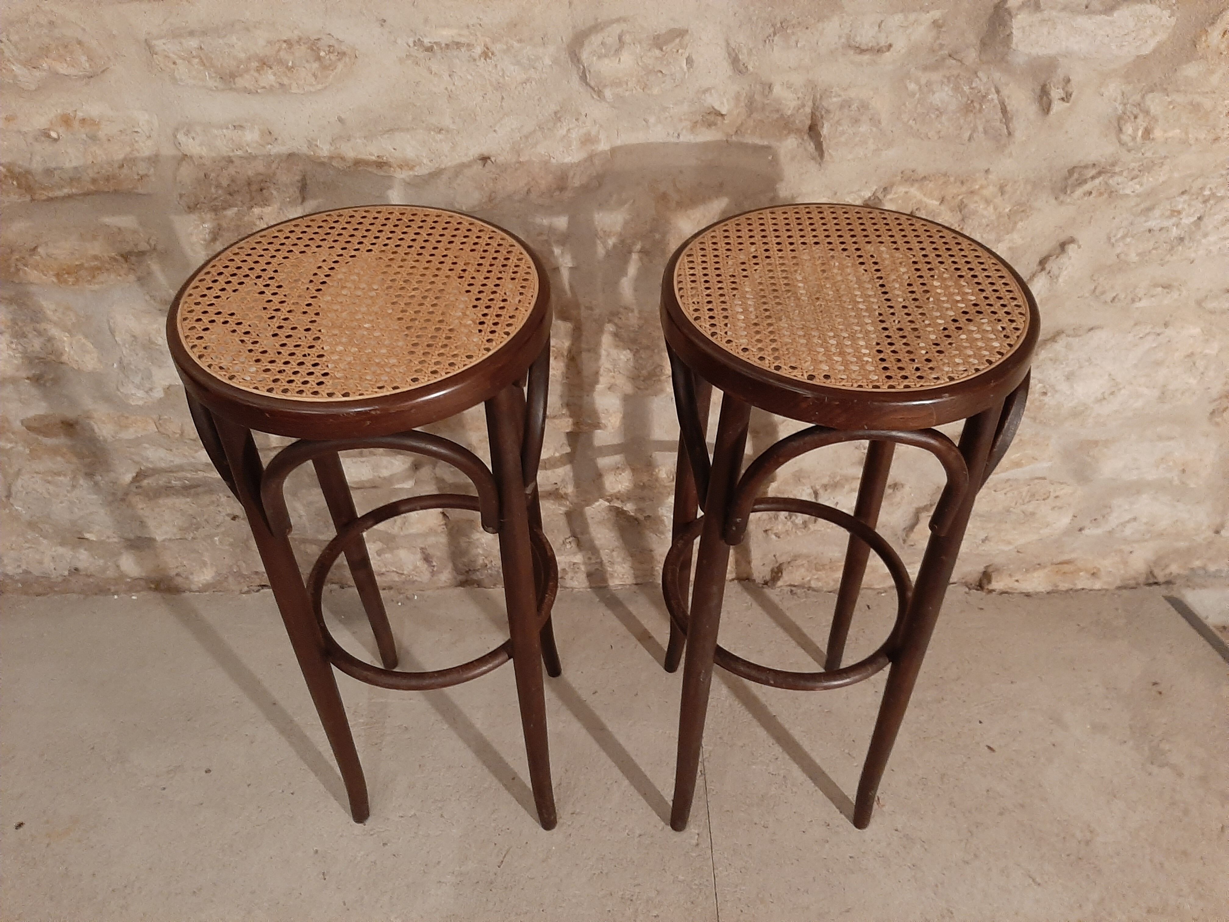 Pair of high bistro style stools