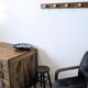 Old turned wooden bistro stool – dark brown patina