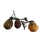 Blown glass and wrought iron sconces