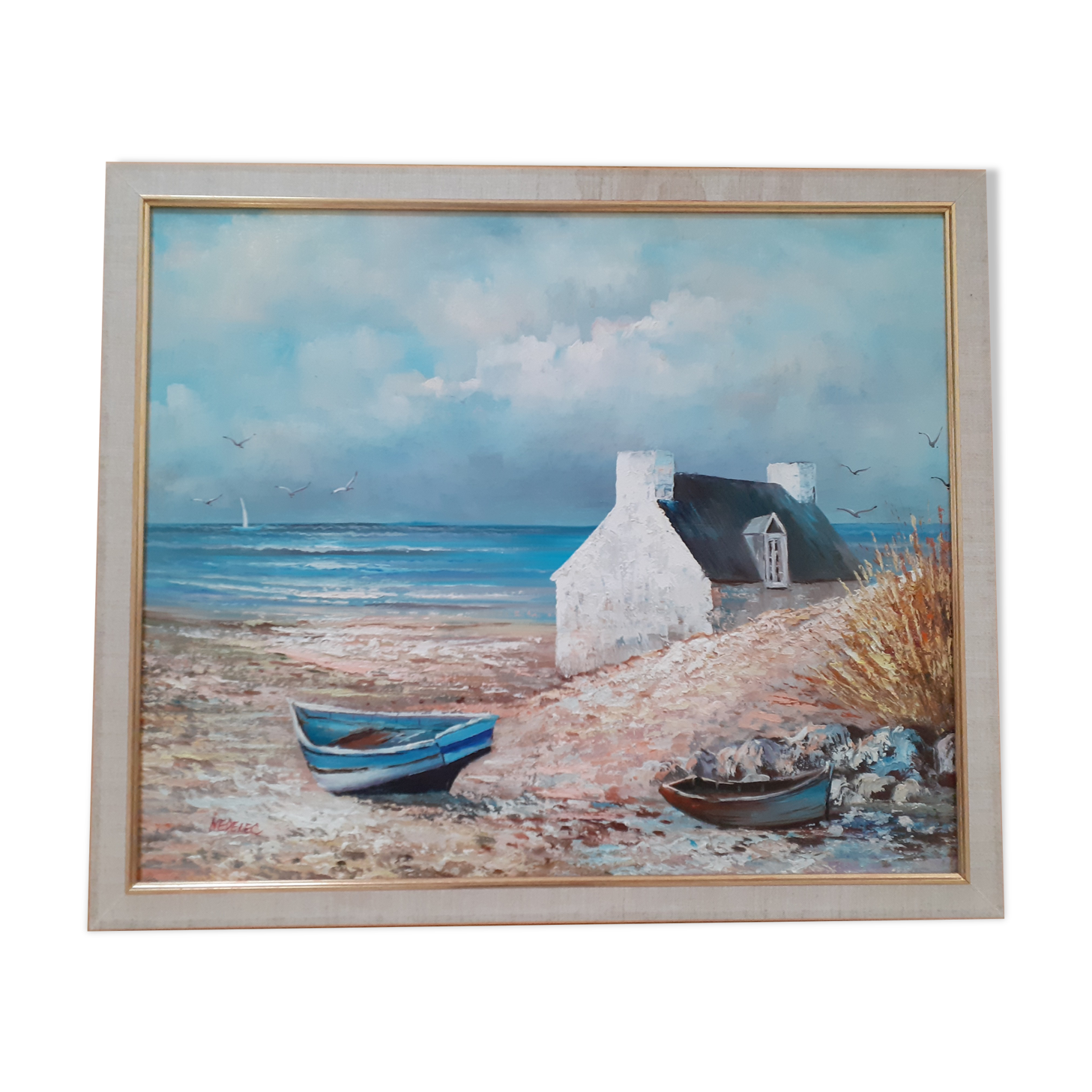 Painting breton landscape signed nedelec