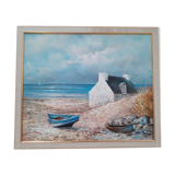 Painting breton landscape signed nedelec
