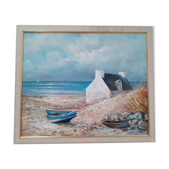 Painting breton landscape signed nedelec