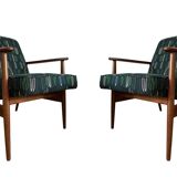 Ensemble de fauteuils vintage par Juliszu Kędziorek en jacquard vert, 1960