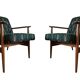 Set of Midcentury Armchairs, by Juliszu Kędziorek in Green Jacquard, 1960s