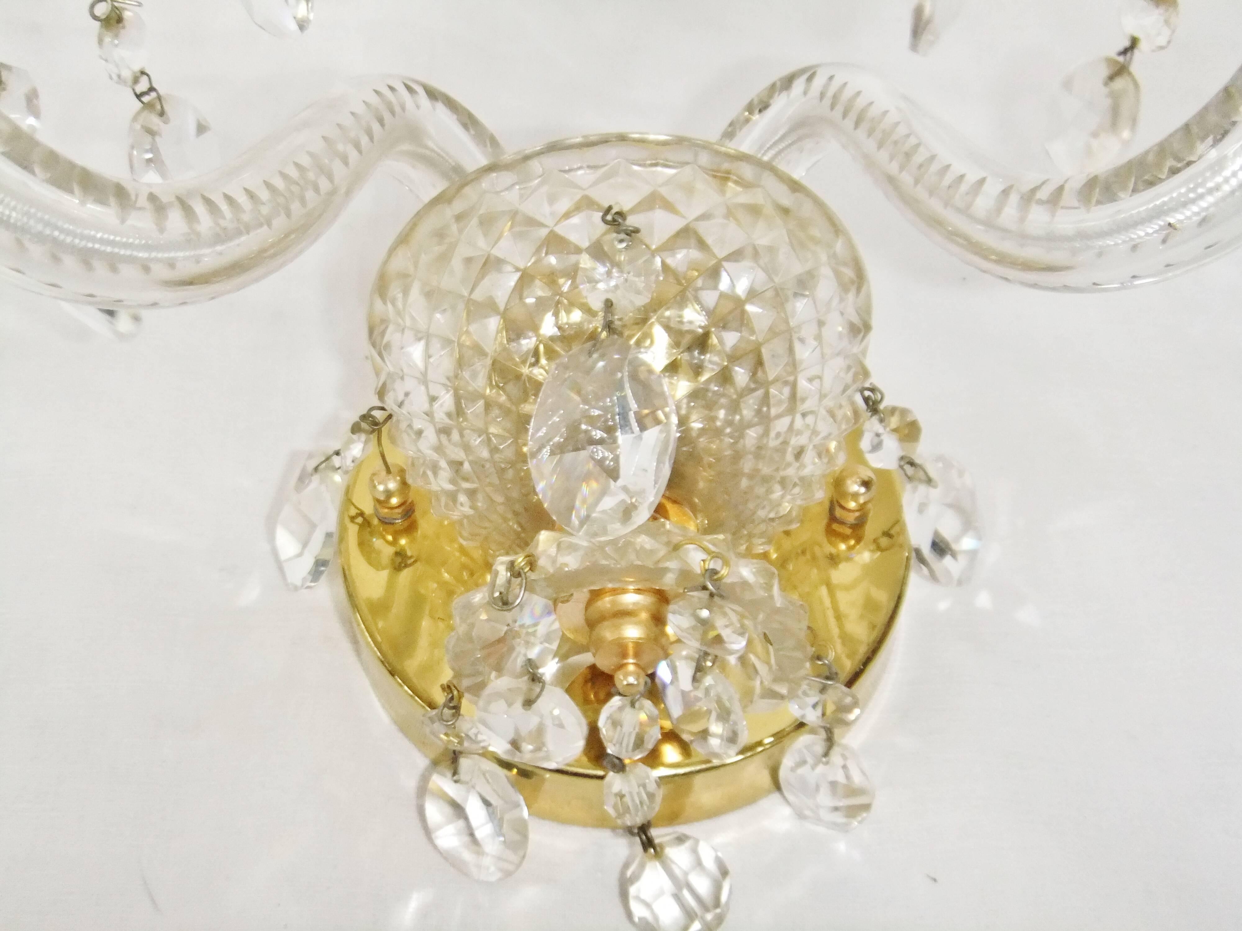 Murano diamond point glass wall lamp with pendant