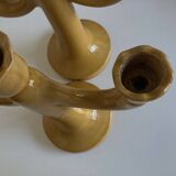 Pair of glazed earthenware candlesticks Pichon Uzès 1960