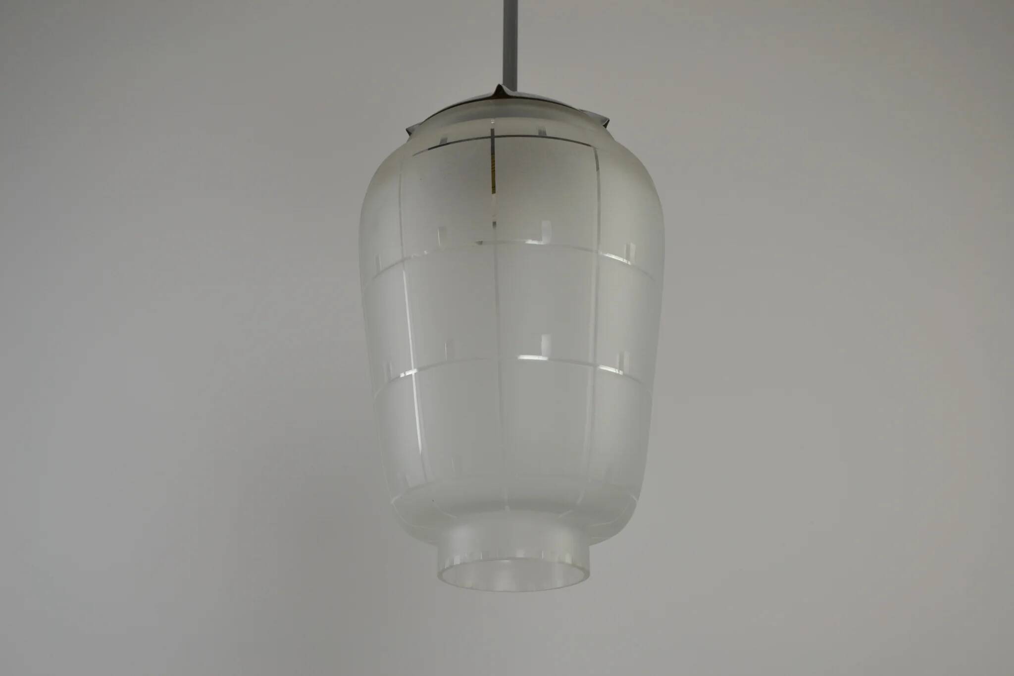 Modernist Pendant or Ceiling Lamp, Glass and Metal, 1930s/1940s, Sweden