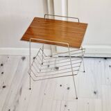 Metal and Formica magazine rack side table