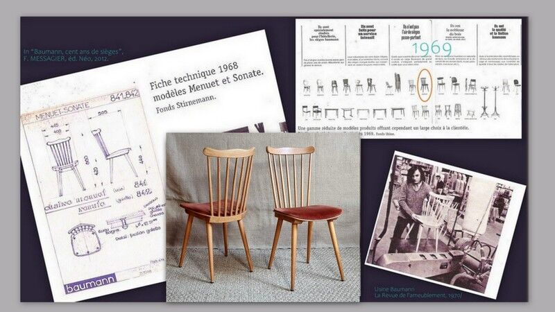 4 chairs bistro Baumann minuet-sonata years 60/70