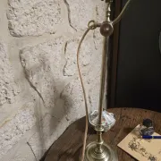 antique brass desk lamp – green shade – adjustable arm