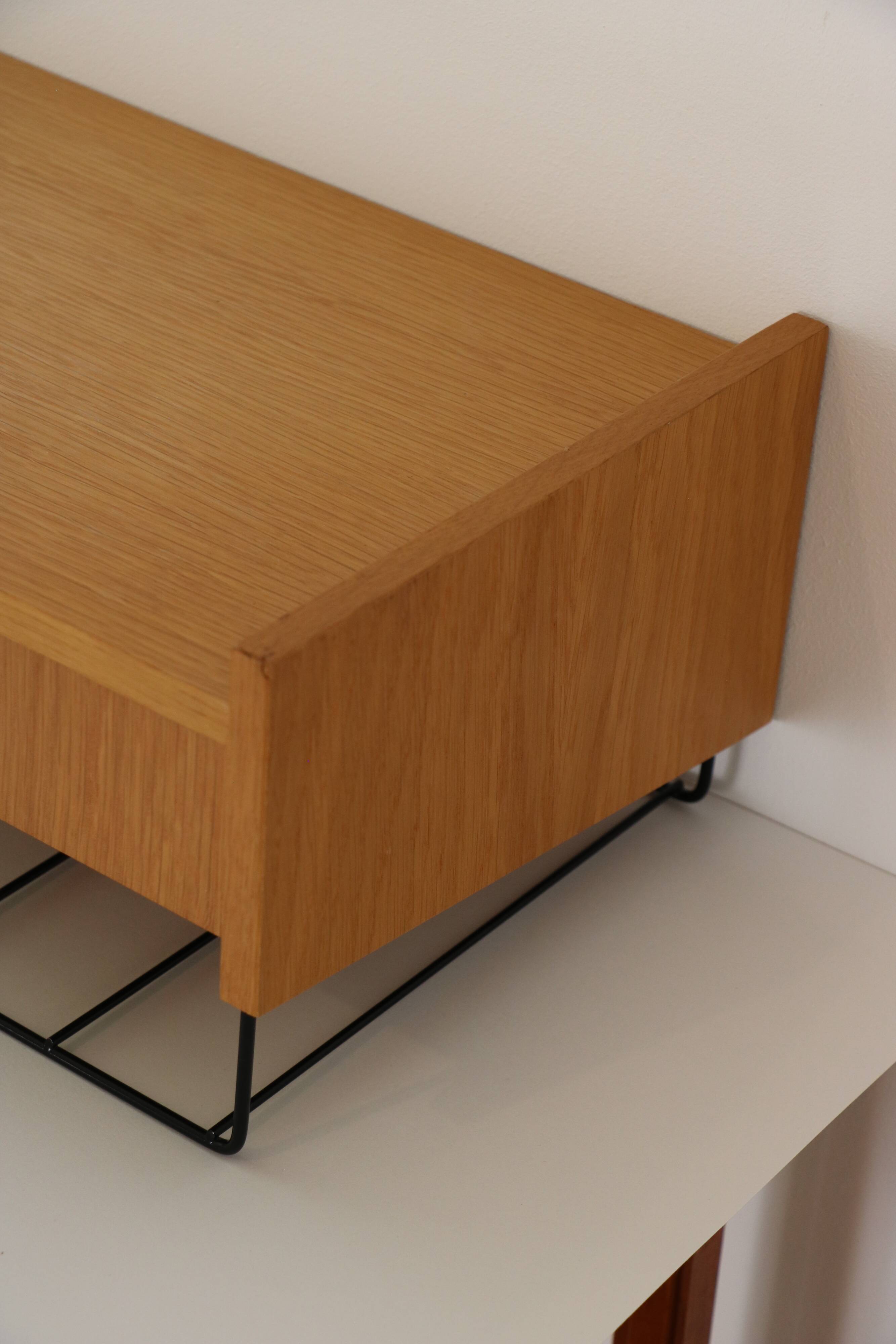 Scandinavian wall-mounted bedside table or wall console, 1960s