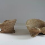 Pair of rattan lotus armchairs, 1970s