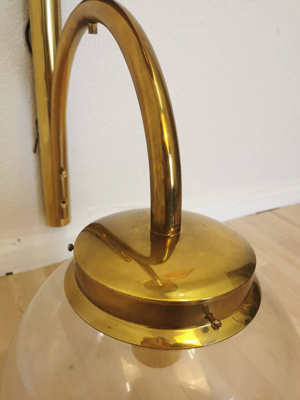 Extra Large Vintage Brass Wall Lamp: Mid-Century Italian Lighting