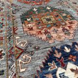 Vintage Caucasian Kazak Wool Runner Rug With Geometric Medallions – 84x300