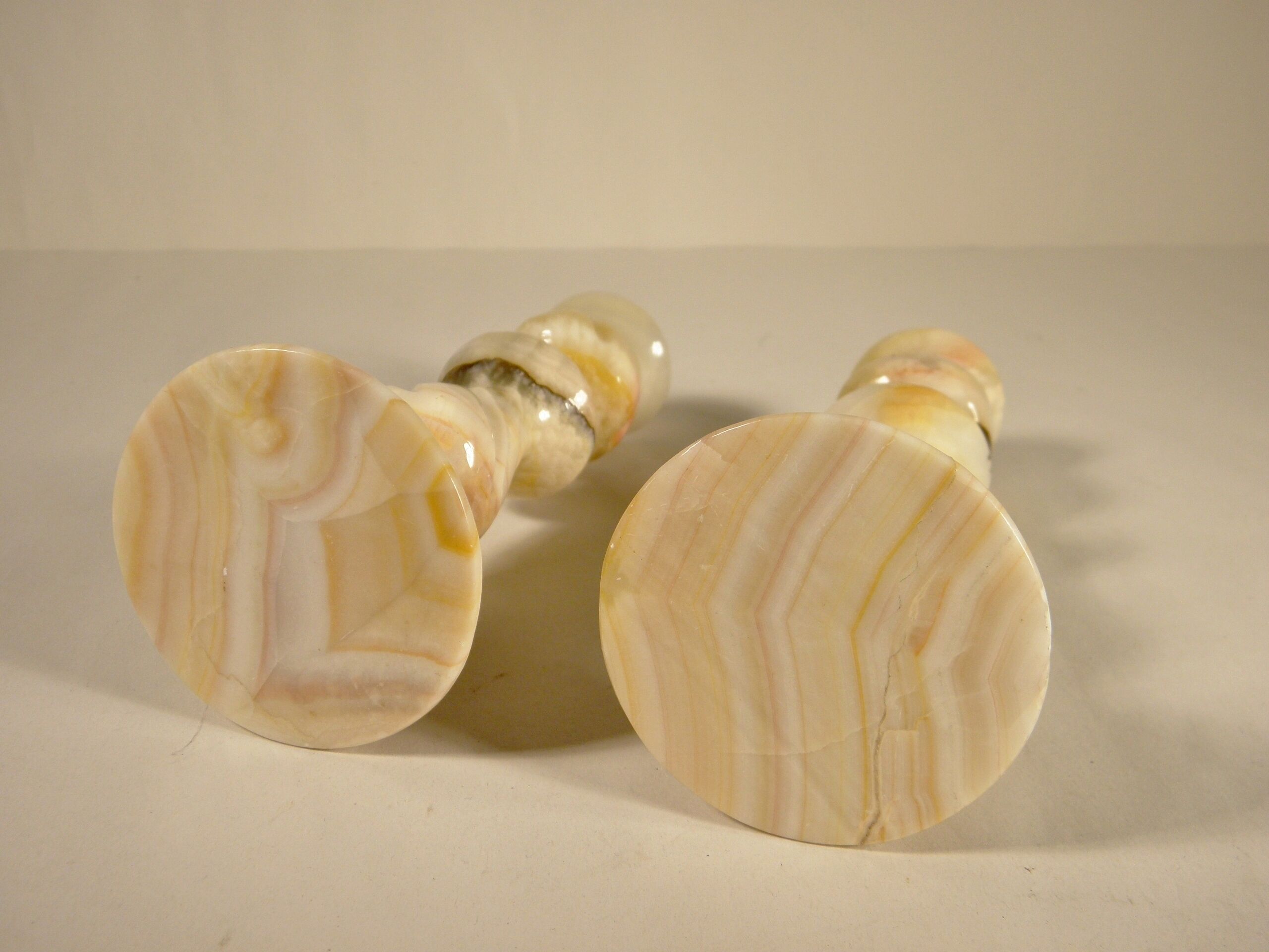 Pair of onyx candle holders