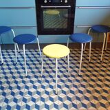 Set of 5 tripod stools 1950 in leatherette
