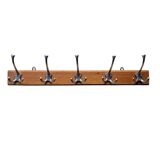 Vintage wooden wall coat rack - 5 hooks