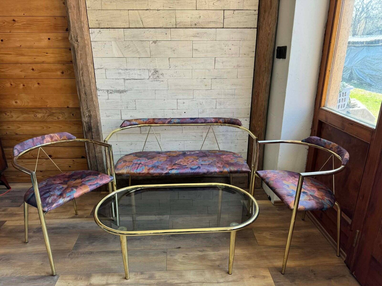 Mid-Century Modern Lounge Set in Brass, 1960s, Set of 4