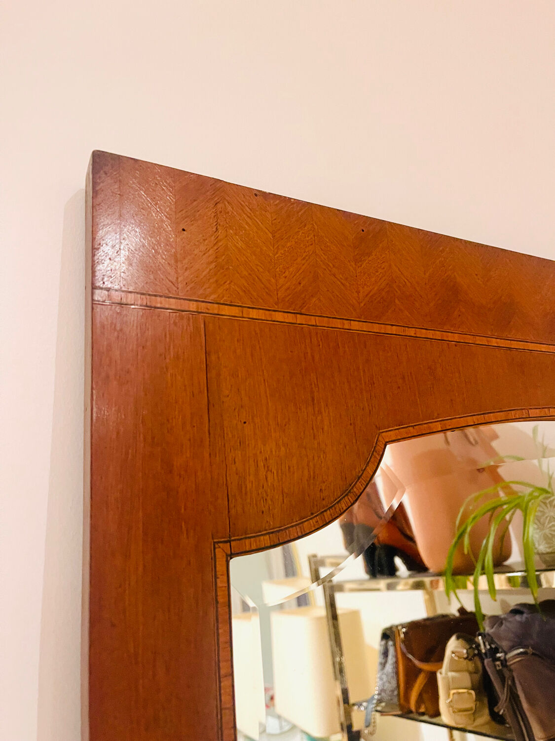 Bevelled Art Deco mirror – marquetry, 1930s