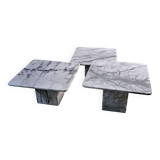 Trio vintage nesting coffee table square marble carrara calacatta white italian