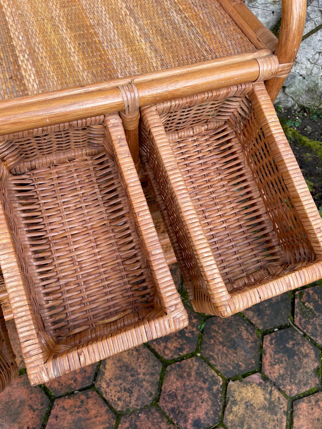 Vintage rattan chest of drawers