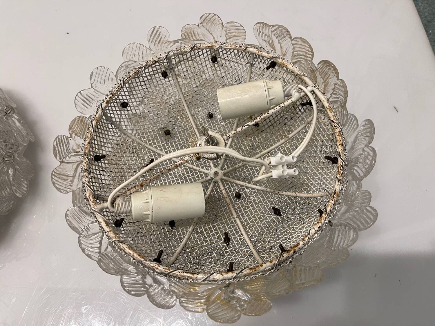 Lot de 2 appliques/plafonniers en verre de Murano par Seguso années 1960