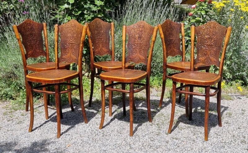 Suite of 6 Viennese bistro chairs from J&J KOHN 1900 ca
