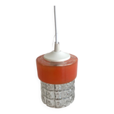Vintage Glass Globe Pendant 70' Orange Band Electrical System New