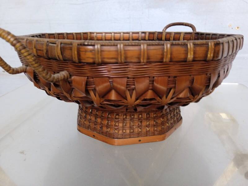 Cup / basket ikebana japan bamboo braided XXth