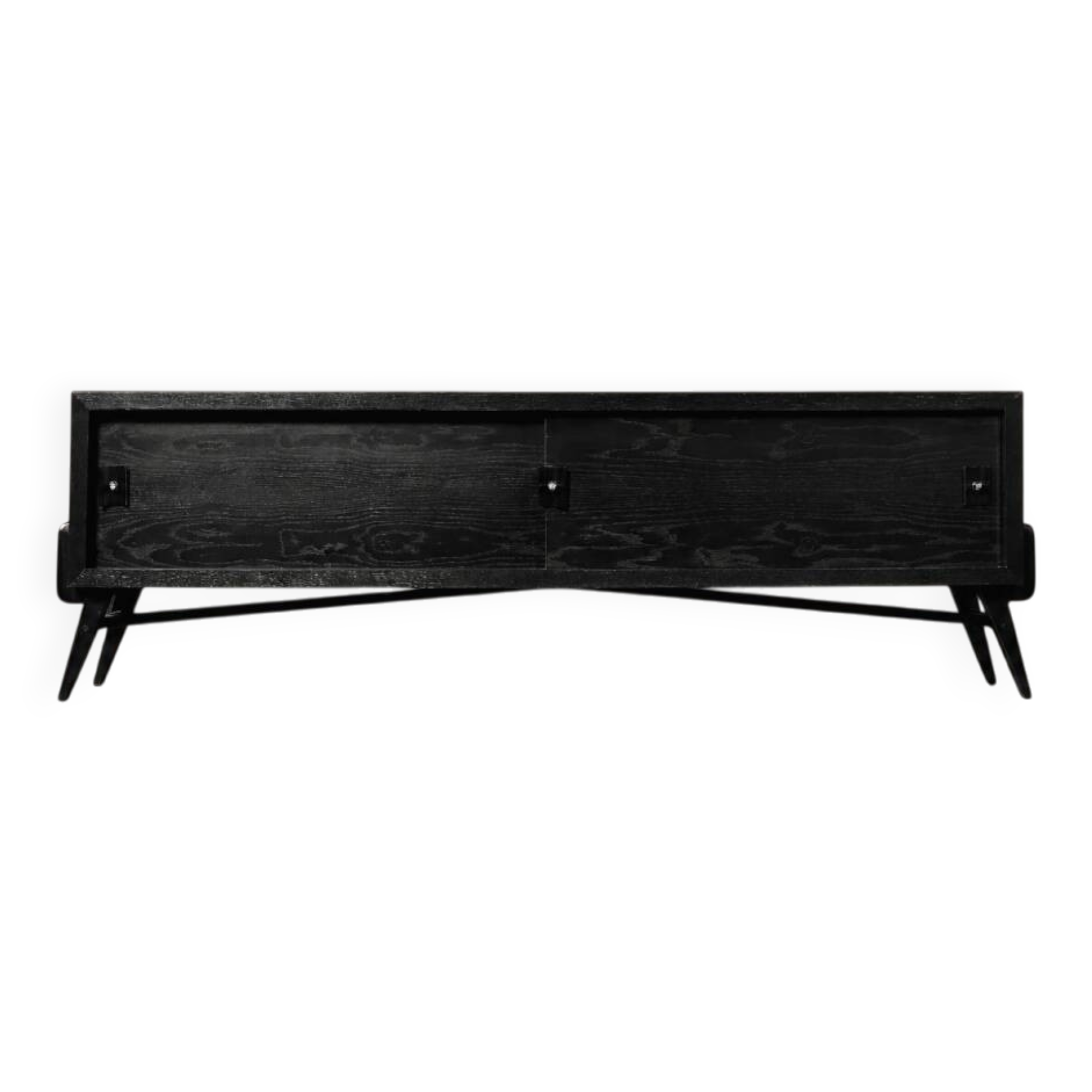 Mid-Century Modern Scandinavian Dark Oak Sideboard with Metal Handles