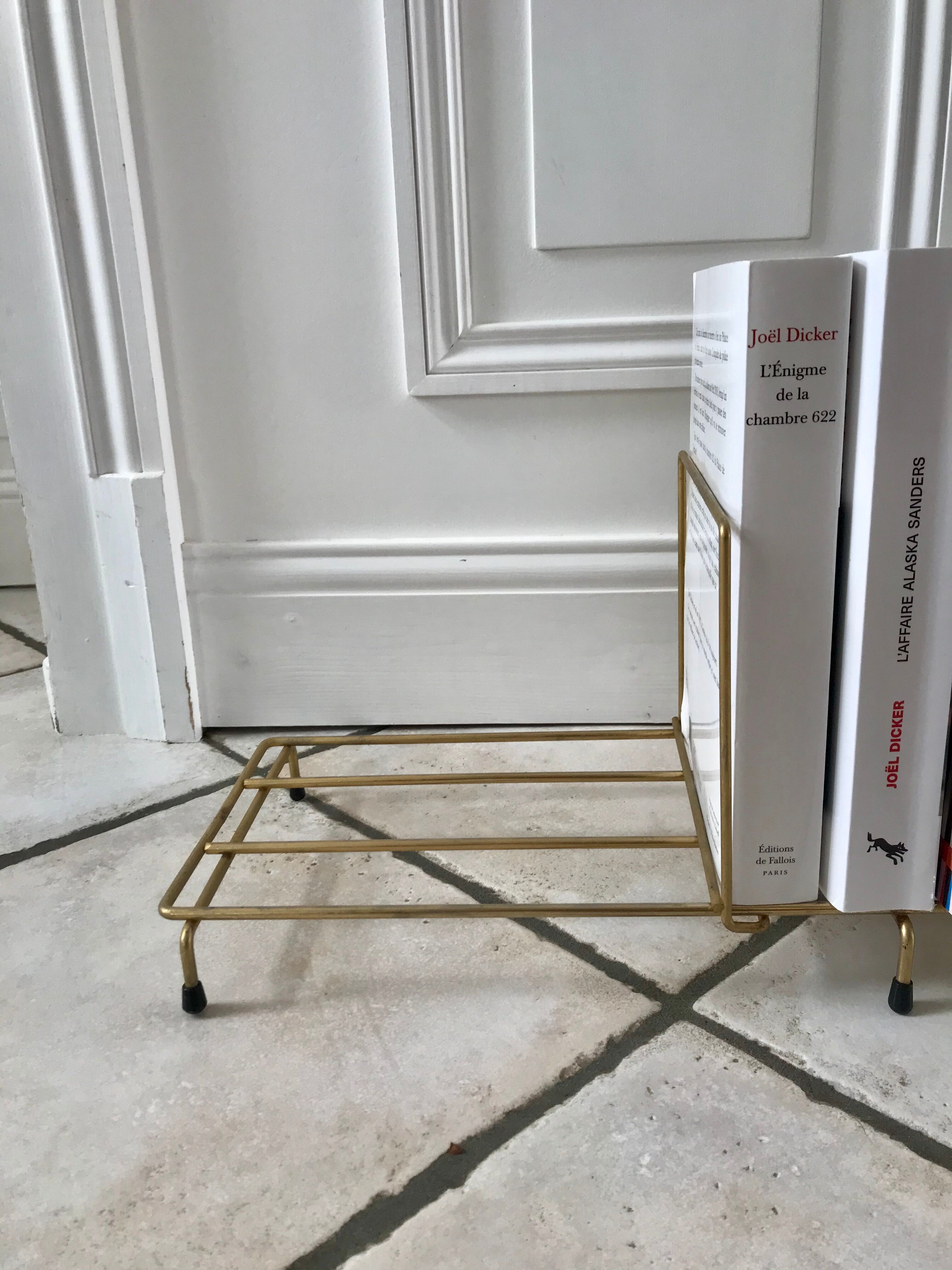Magazine holder / bookend in modular brass years 50-60