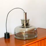 Smoked glass suspension and globe, Design, 1970