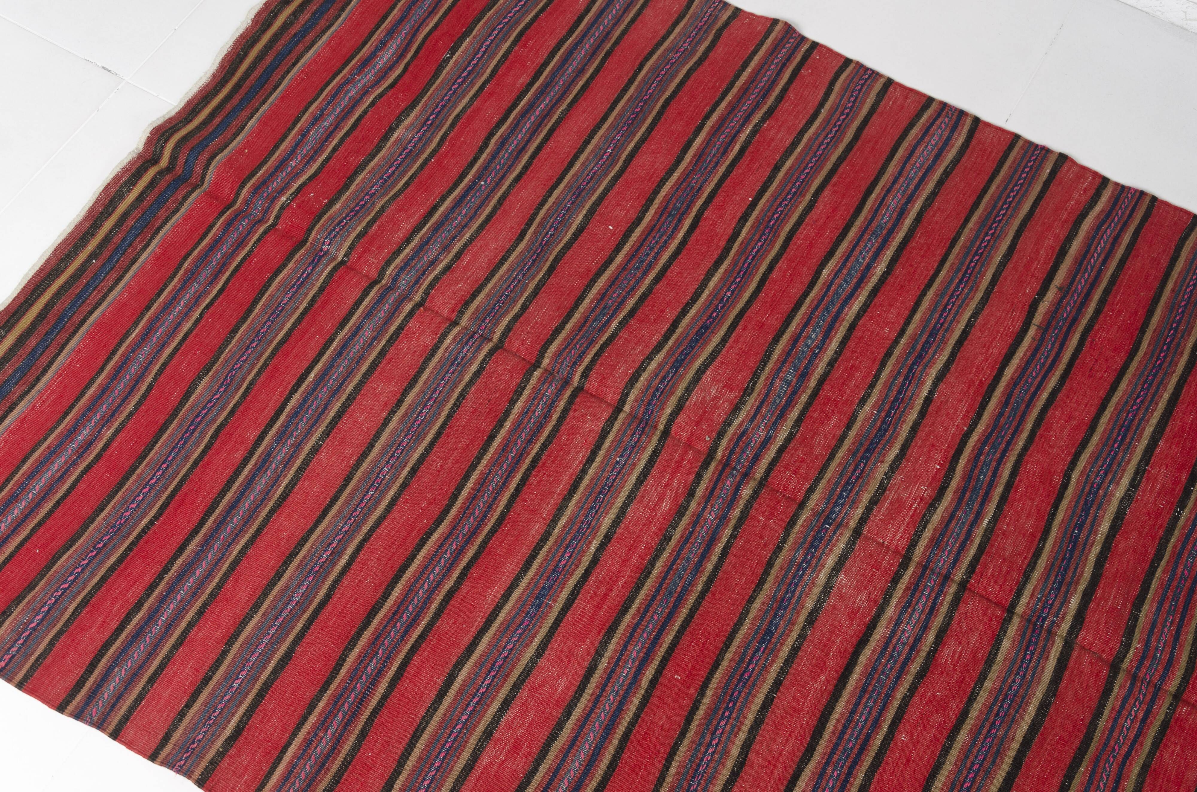 Vintage Striped Anatolian Kilim – 224 x 143 cm – Minimalist  sku 133