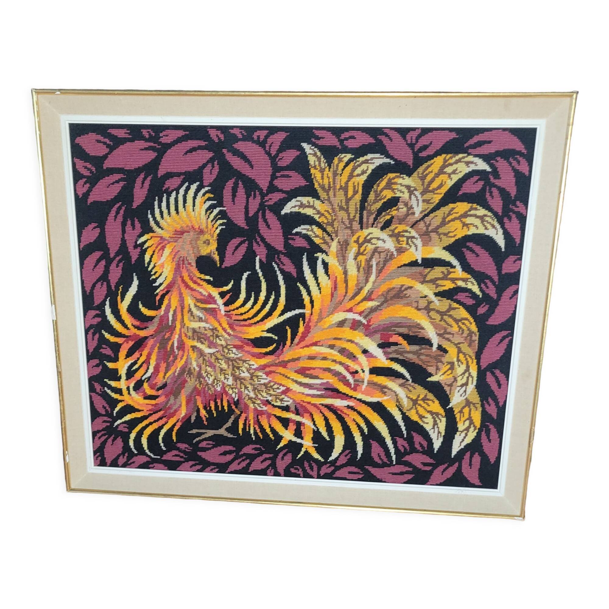 canvas tapestry bird fire Royal Paris 1970