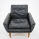 1960s black lether danish armchair