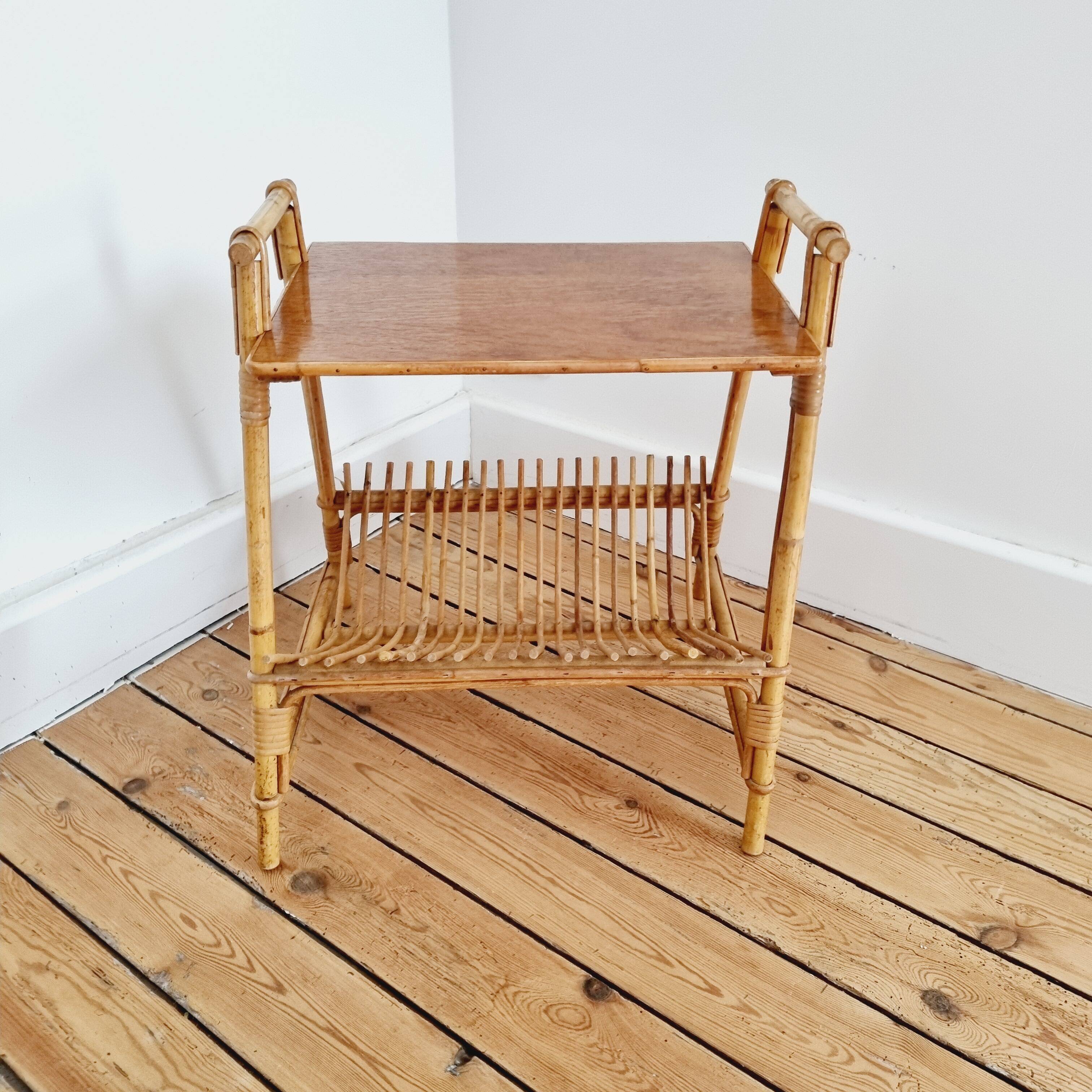 Rattan side table
