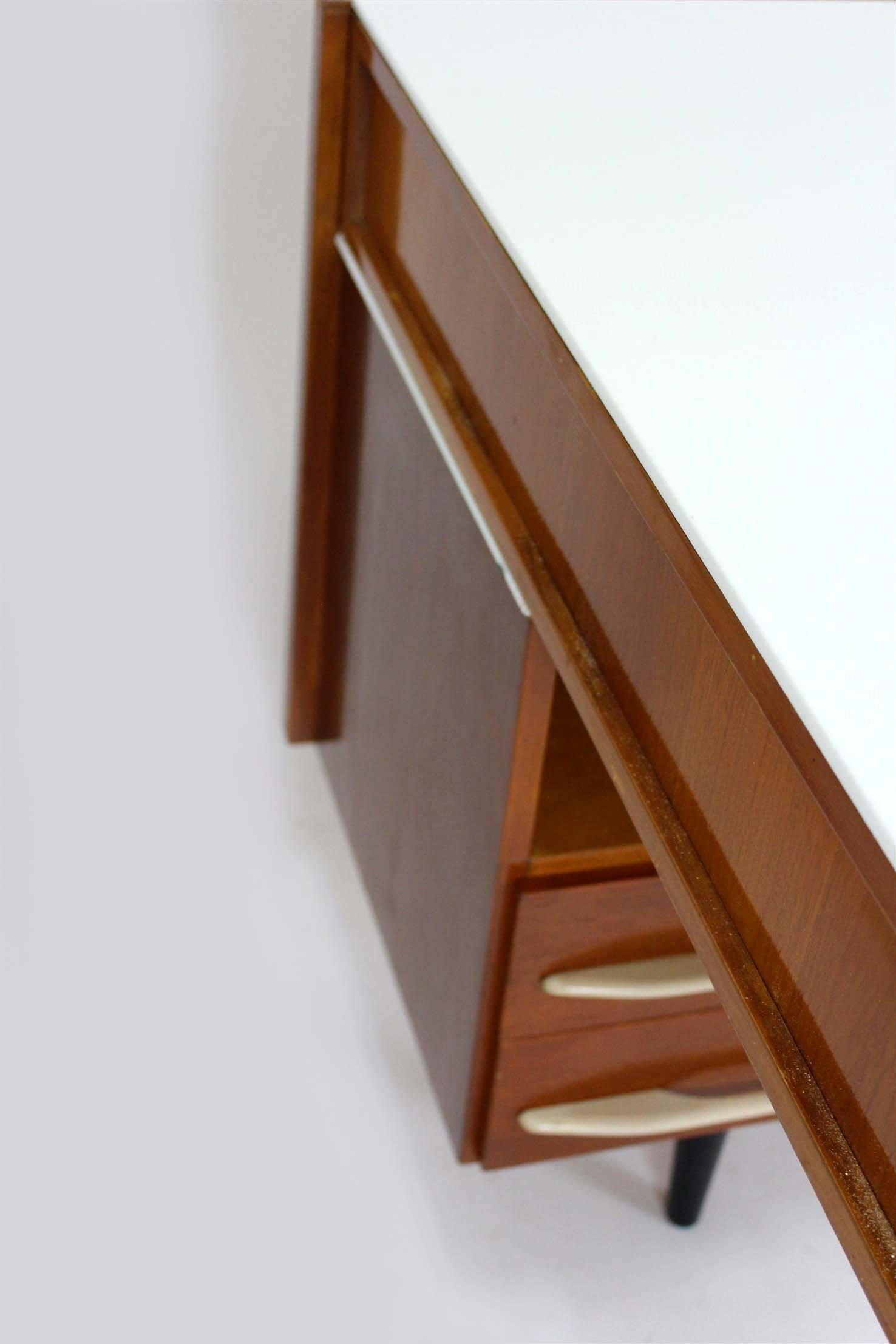 Modular Desks with White Glass Tops by Mojmir Pozar for Up Závody, 1960s