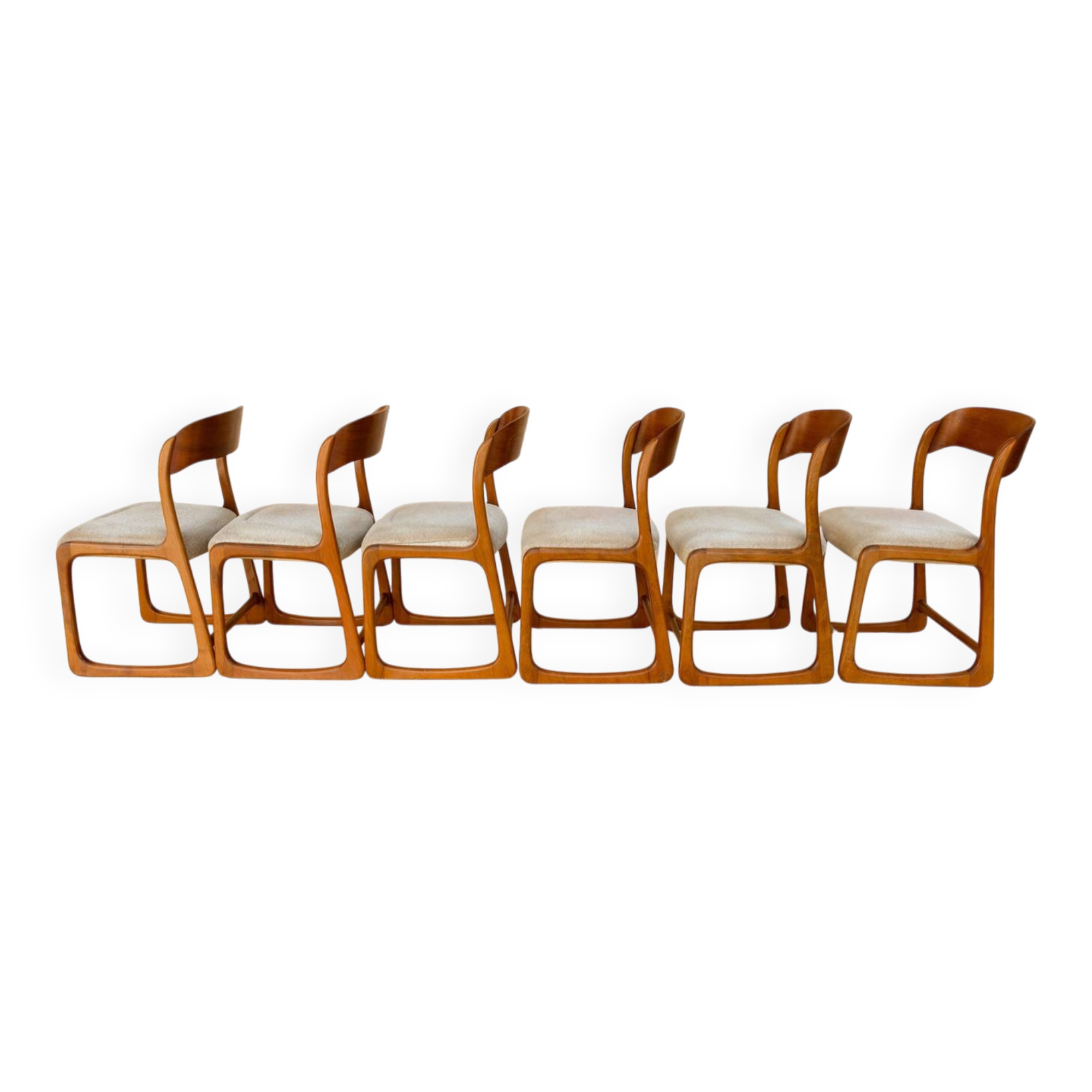 Six vintage sled chairs model Luge design from the 1960s by Baumann.