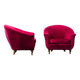 Paire de fauteuils modernistes en velours violet des années 1970