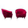 Paire de fauteuils modernistes en velours violet des années 1970