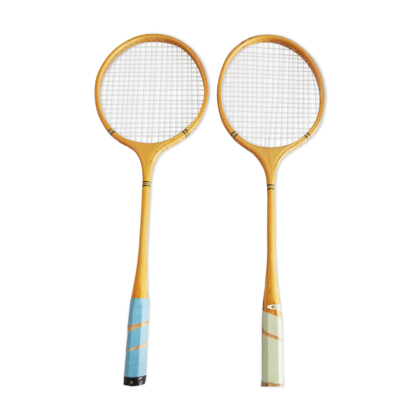 Set of two old wooden badminton rackets duet MWK