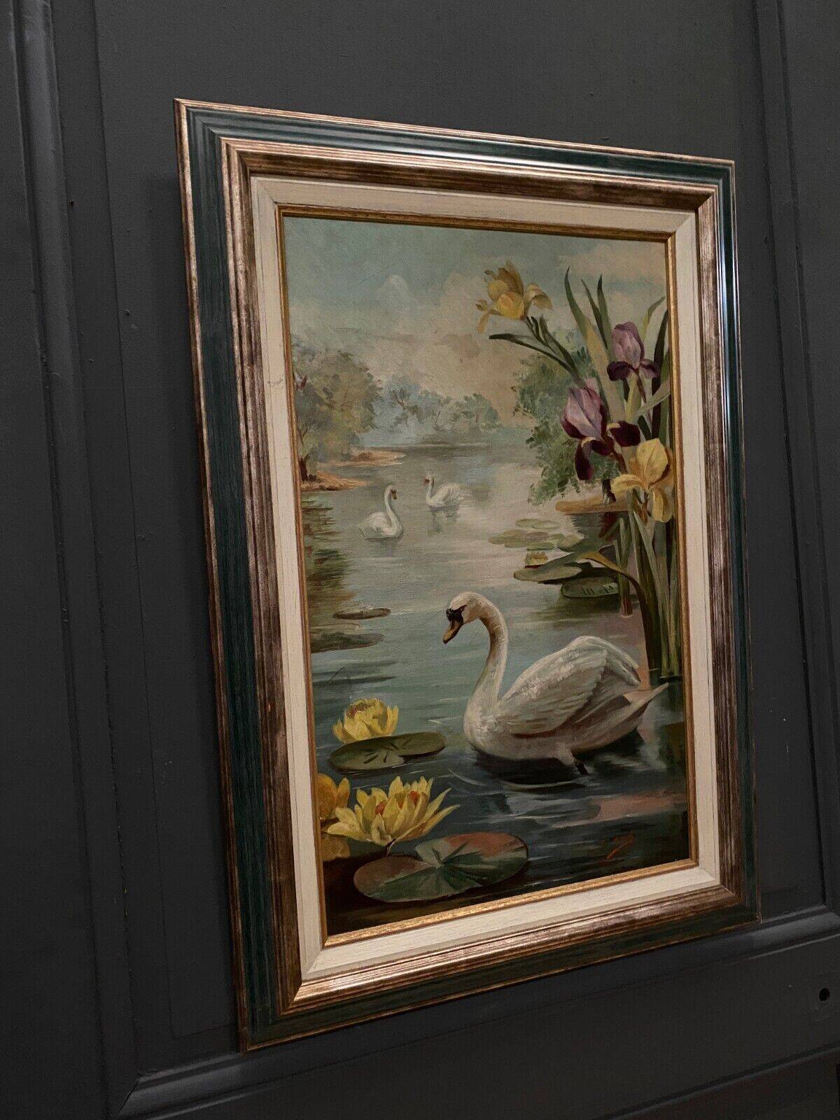 Oil on cardboard by Marie Murier 1940 naturalist decor mid-20th century